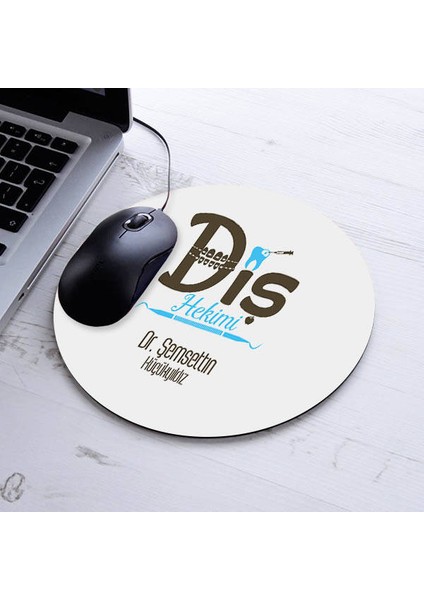 Isimli Diş Hekimi Temalı Yuvarlak Mousepad