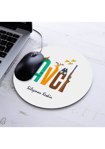 Isimli Avcı Temalı Yuvarlak Mousepad