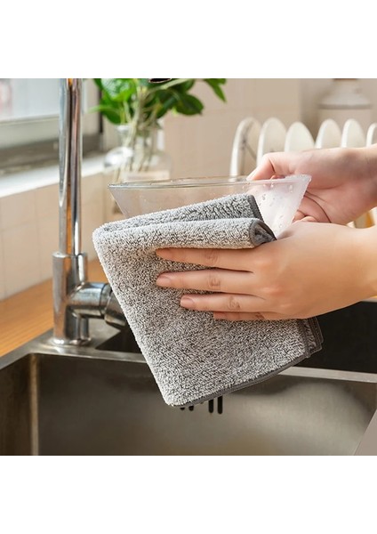 1 Adet Tarzı Yumuşak Mikrofiber Mutfak Havluları Bambu Kömür Bulaşık Bezi Anti-Yağ Silme Paçavra Yapışmaz Yağ Ev Temizlik Bezleri Havlu (Yurt Dışından)