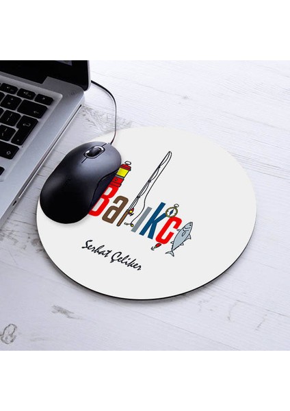 Isimli Balıkçı Temalı Yuvarlak Mousepad