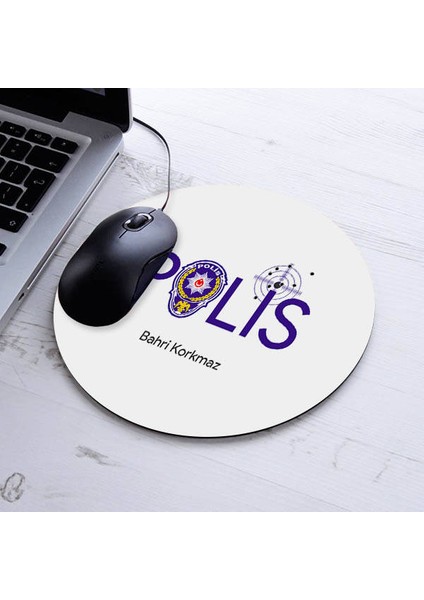 Isimli Polis Temalı Yuvarlak Mousepad