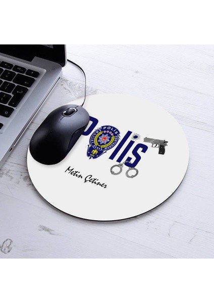 Kişiye Özel Polis Temalı Yuvarlak Mousepad