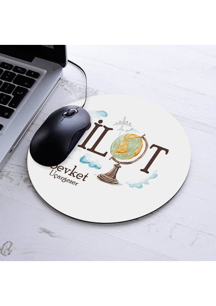 Kişiye Özel Pilot Temalı Yuvarlak Mousepad