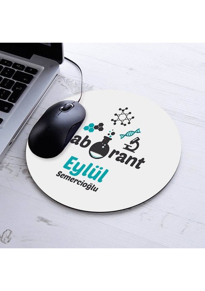 Isimli Laborant Temalı Yuvarlak Mousepad