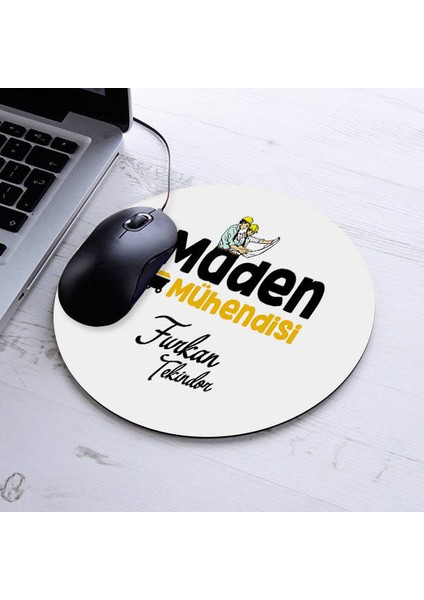 Isimli Maden Mühendisi Temalı Yuvarlak Mousepad
