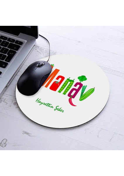 Isimli Manav Temalı Yuvarlak Mousepad