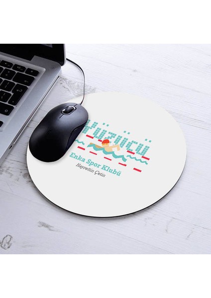 Isimli Yüzücü Temalı Yuvarlak Mousepad