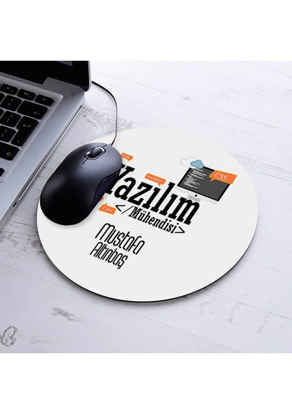Isimli Yazılım Mühendisi Temalı Yuvarlak Mousepad