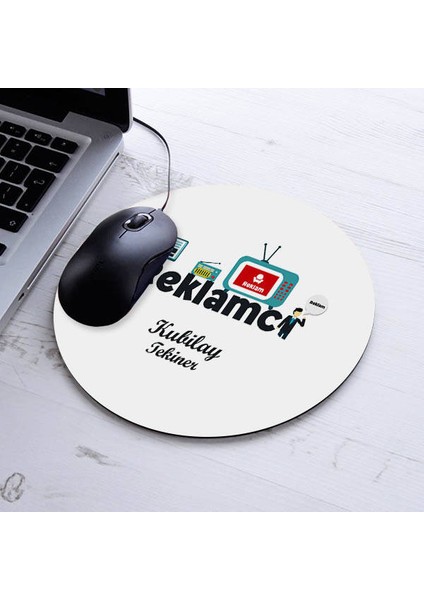 Isimli Reklamcı Temalı Yuvarlak Mousepad