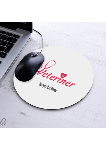 Isimli Veteriner Temalı Yuvarlak Mousepad
