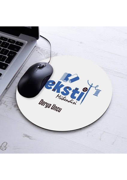 Isimli Tekstil Mühendisi Temalı Yuvarlak Mousepad