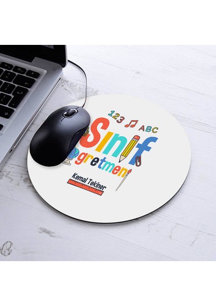 Isimli Sınıf Öğretmeni Temalı Yuvarlak Mousepad