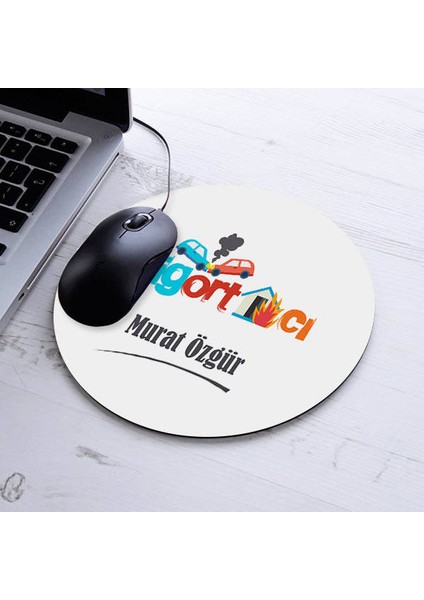 Hediyelik Sigortacı Temalı Yuvarlak Mousepad