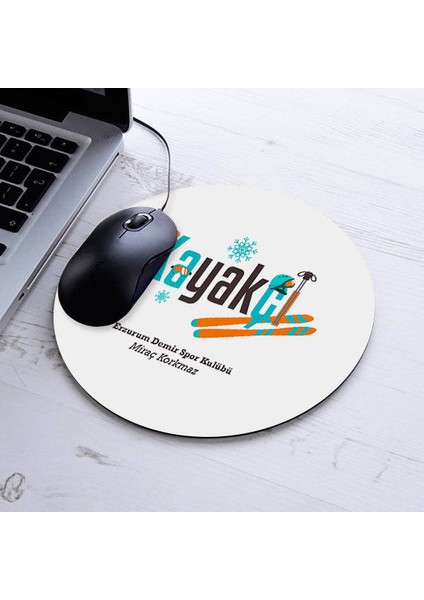 Hediyelik Kayakçı Temalı Yuvarlak Mousepad