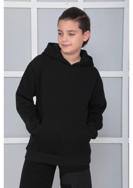 Erkek Çocuk Gri Kapüşonlu Sweatshirt S402Syh