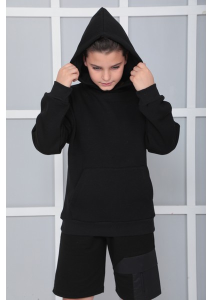 Erkek Çocuk Gri Kapüşonlu Sweatshirt S402Syh