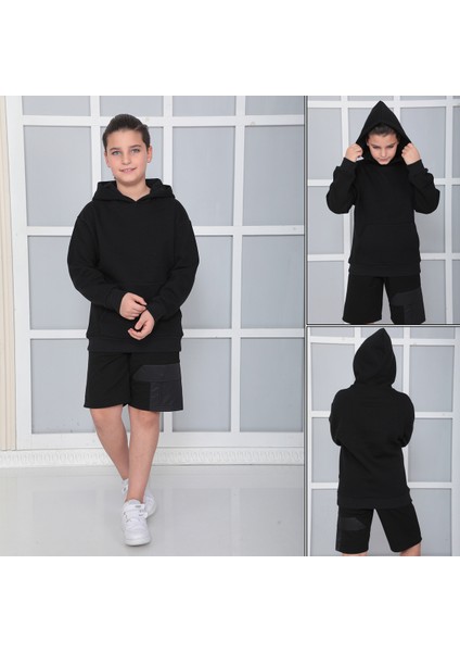 Erkek Çocuk Gri Kapüşonlu Sweatshirt S402Syh