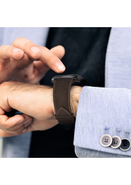 Apple Watch Deri Kordon 42 / 44 / 45 / 49 mm Ultra Ultra 2 Seri 9 8 7 6 5 4 3 Uyumlu Hakiki Deri Kayış Kahverengi modelleri