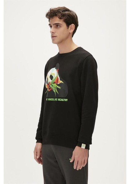 Re-Bamboo Crewneck Erkek Siyah Sweatshirt 23.02.12.031-C01