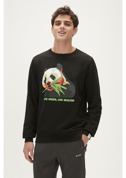 Re-Bamboo Crewneck Erkek Siyah Sweatshirt 23.02.12.031-C01