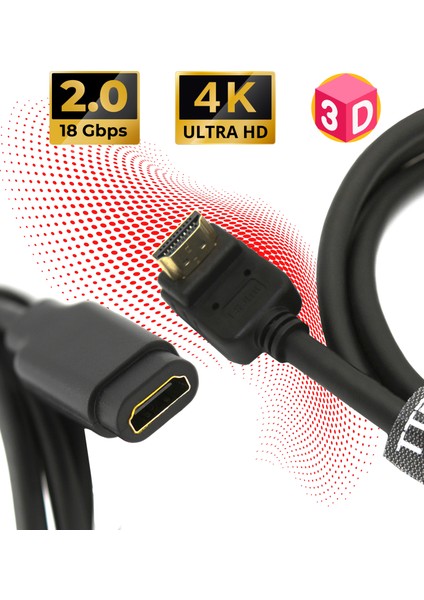 HDMI Uzatma Kablosu Dişi Erkek 50 cm