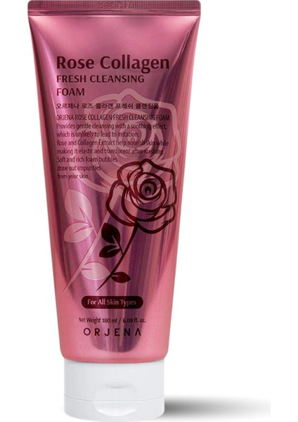 Rose Collagen Fresh Cleansing Foam-Kolajen Özlü Nemlendirici Yaşlanma Karşıtı Yüz Temizleme Köpüğü - 180ml