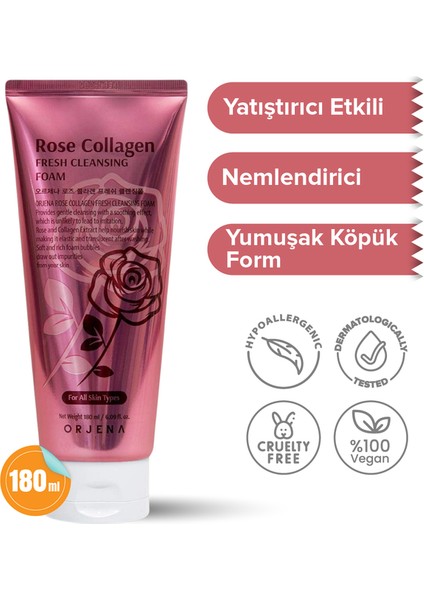 Rose Collagen Fresh Cleansing Foam-Kolajen Özlü Nemlendirici Yaşlanma Karşıtı Yüz Temizleme Köpüğü - 180ml