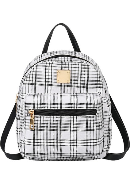 Ekose Baskı Sırt Çantası Çok Fonksiyonlu Küçük Sırt Çantası Bayanlar Çapraz Çanta (Yurt Dışından)