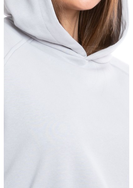 Kadın Gri Kapüşonlu 3 Iplik Şardonsuz Polarsız Reglan Kol Sweatshirt S-104