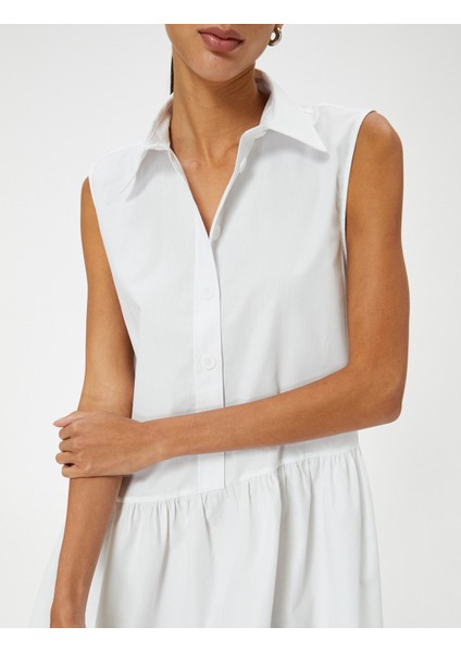 Gömlek Elbise Asimetrik Kesim Kolsuz Düğmeli Pamuklu Rahat Kesim indirimleri