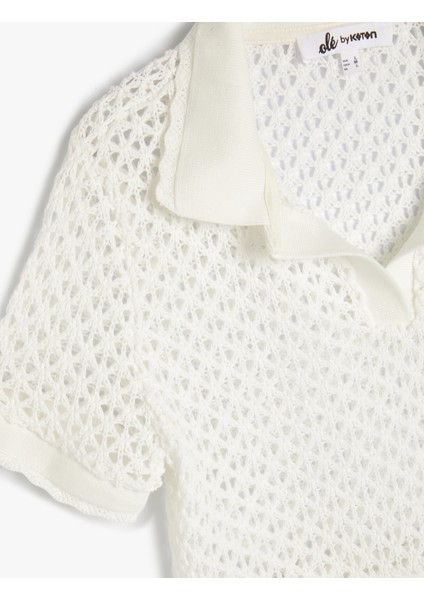 Polo Yaka Kroşe Tişört Crop Kısa Kollu Slim Fit modelleri