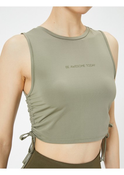 Yanları Bağlamalı Yarım Atlet Bisiklet Yaka Baskı Detaylı Slim Fit indirimleri