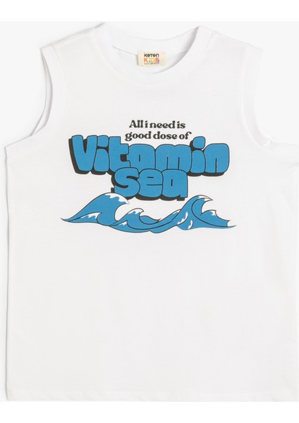 Atlet Slogan Baskılı Bisiklet Yaka Pamuklu