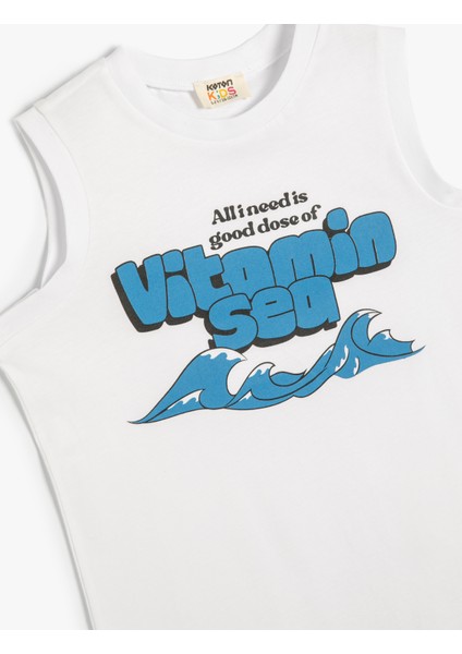 Atlet Slogan Baskılı Bisiklet Yaka Pamuklu