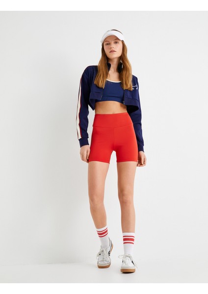 Spor Ekstra Biker Tayt Yüksek Bel Dokuma Slim Fit