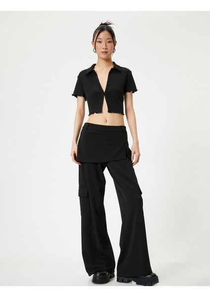 Crop Polo Tişört Kısa Kollu Slim Fit