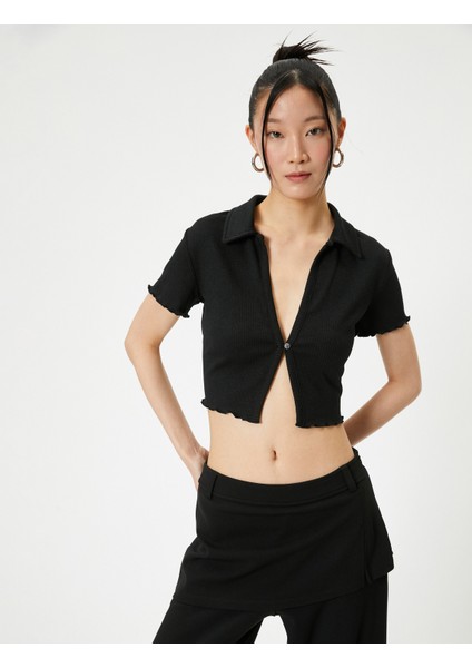 Crop Polo Tişört Kısa Kollu Slim Fit fiyatları