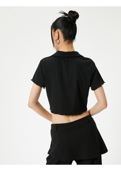 Crop Polo Tişört Kısa Kollu Slim Fit fırsatları