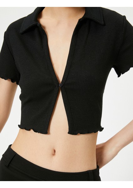 Crop Polo Tişört Kısa Kollu Slim Fit indirimleri