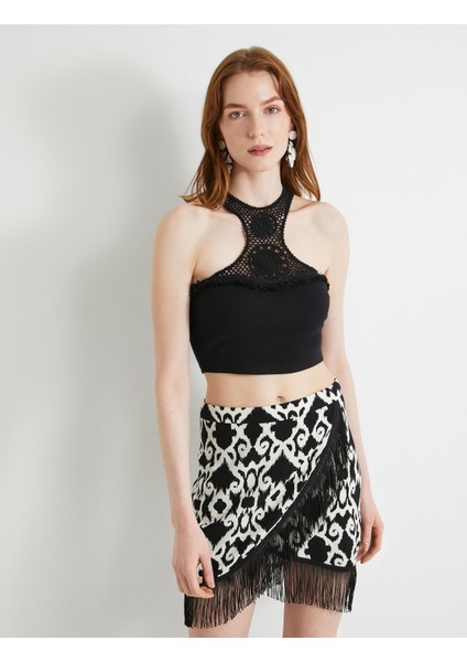 Kroşe Atlet Halter Yaka Crop