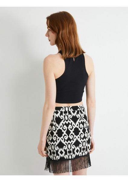 Kroşe Atlet Halter Yaka Crop