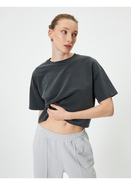 Basic Tişört Kısa Kollu Bisiklet Yaka Pamuklu Standart Kesim