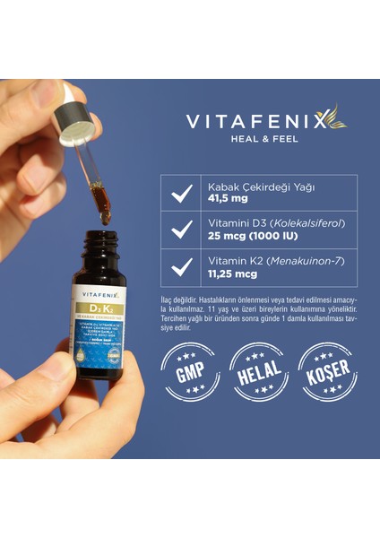 D3 K2 Ve Kabak Çekirdeği Yağı İçeren Vitamin 1000 Iu 20 ml Damla