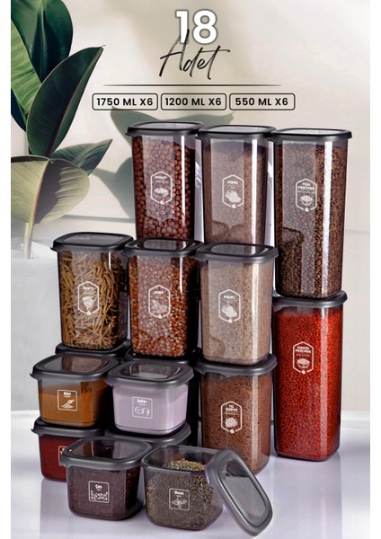 Kitchen Life 18'li Saklama Kabı Seti Süper Set (1750ML - 1200ML - 550ML)