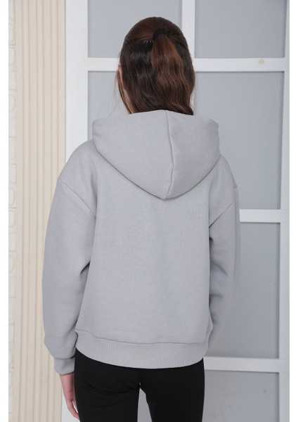 Kız Çocuk Gri Kapüşonlu Sweatshirt S302Gri