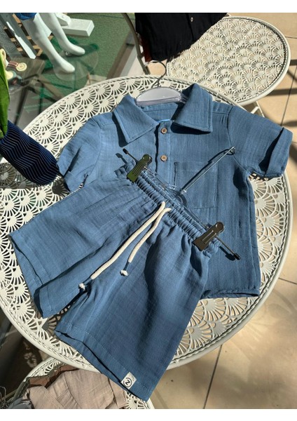 Erkek Çocuk Müslin Gömlek Şort Takım modelleri
