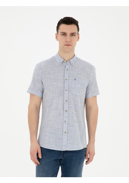 Erkek Lacivert Regular Fit Kısa Kollu Gömlek 50289394-VR033