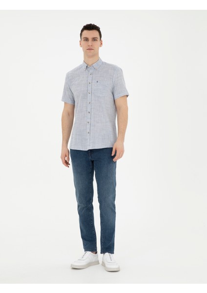 Erkek Lacivert Regular Fit Kısa Kollu Gömlek 50289394-VR033 fırsatları