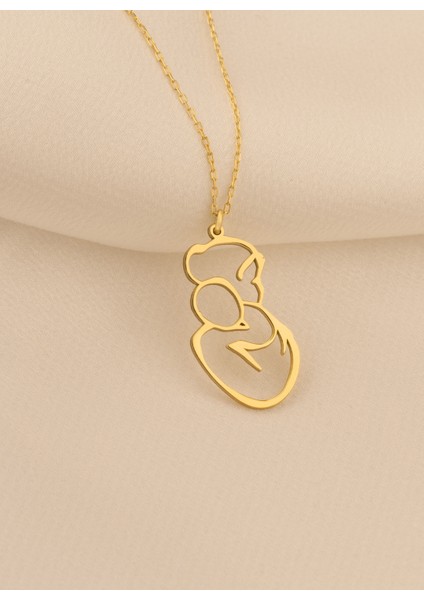 Anne ve Çocuk Kolye 925 Ayar Kadın Gümüş Kolye Anneler Günü Hediyesi