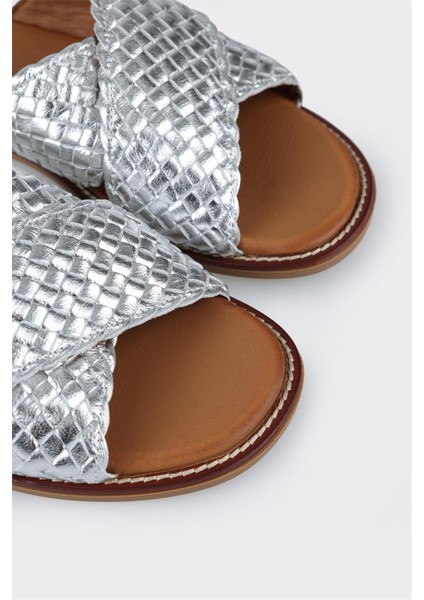 Lame Deri Kadın Düz Terlik indirimleri